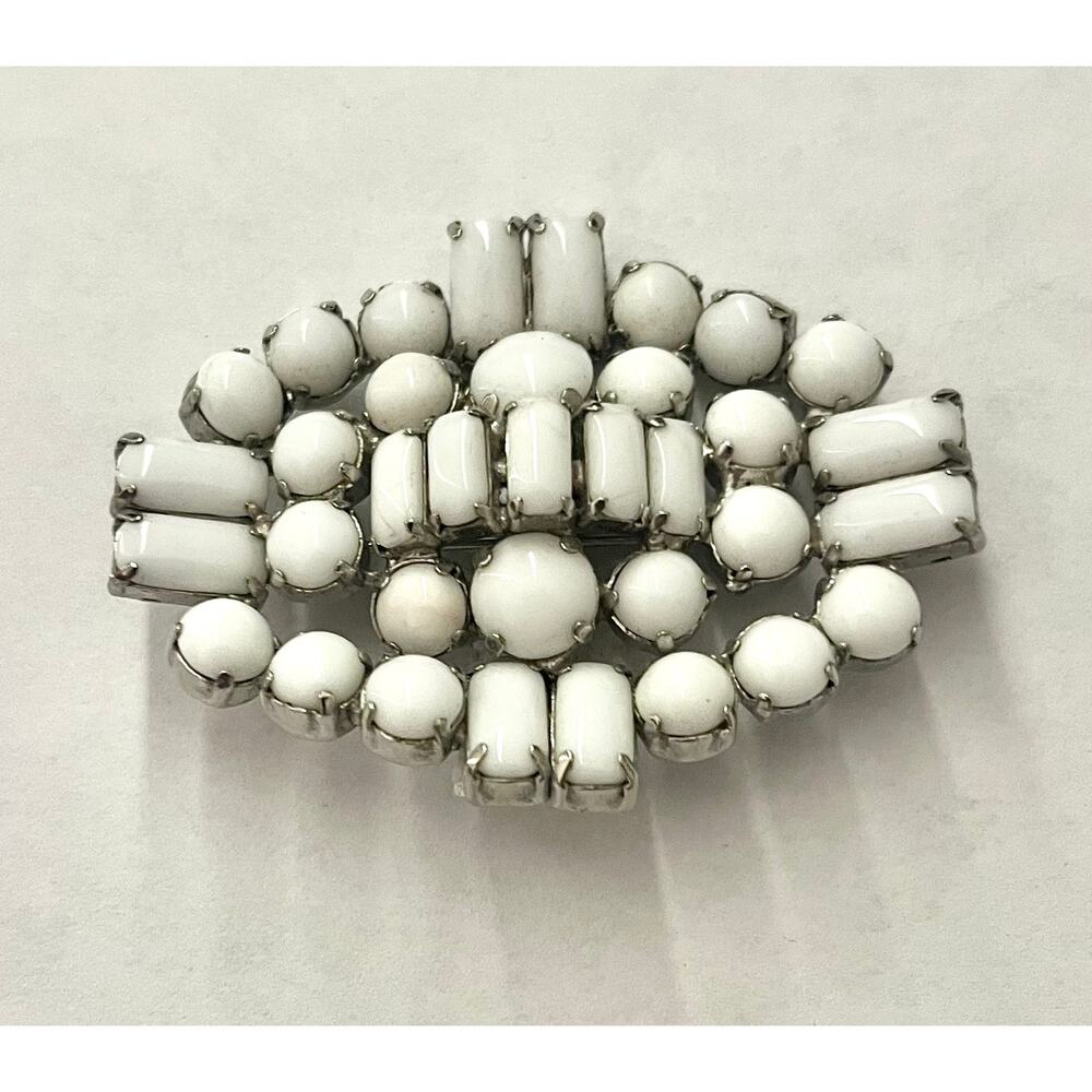 Vintage Milk Glass Brooch
